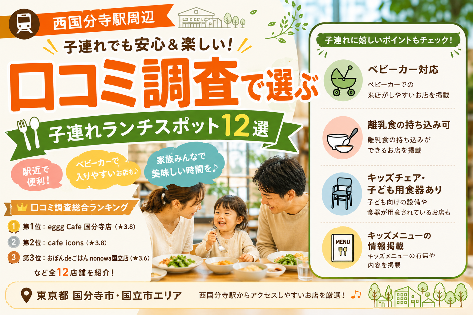 【東京都】国分寺・西国分寺・国立周辺の子連れランチおすすめ！