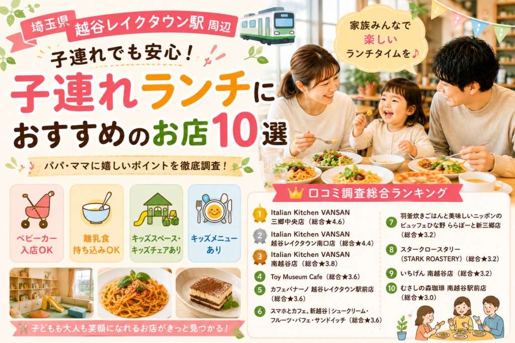 【埼玉県】越谷レイクタウン・南越谷周辺の子連れランチおすすめ店！