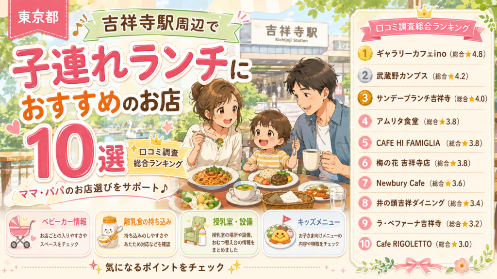 【東京都】吉祥寺周辺の子連れランチおすすめ店！
