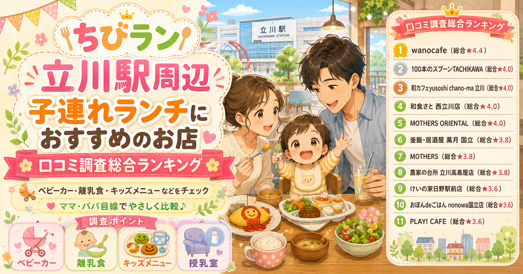 【東京都】立川周辺の子連れランチおすすめ店!